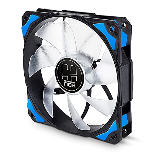 Nox Hummer H-FAN -NXHUMMERF120LB- Ventilador para Caja PC 120mm, LEDs brillantes, 7 aspas traslúcidas, rodamientos hidráulicos, esquinas soporte goma, color azul - negro