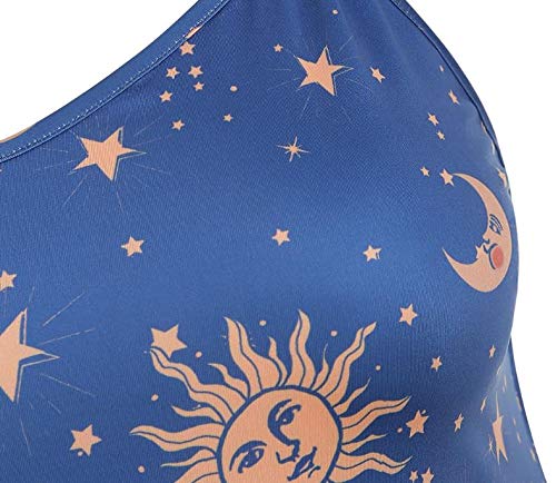 NP Sol, Estrellas y Luna Print Plus Size Swing Dress sin mangas de verano de las mujeres