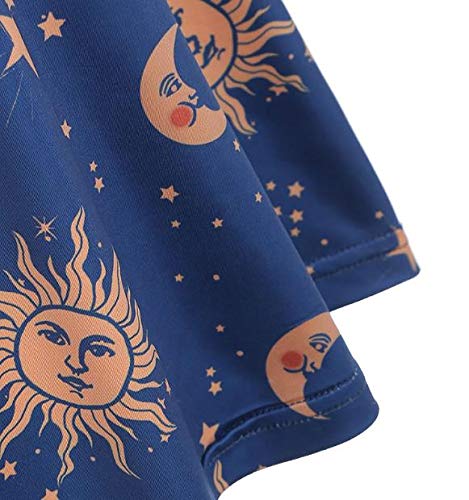 NP Sol, Estrellas y Luna Print Plus Size Swing Dress sin mangas de verano de las mujeres