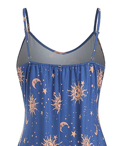 NP Sol, Estrellas y Luna Print Plus Size Swing Dress sin mangas de verano de las mujeres