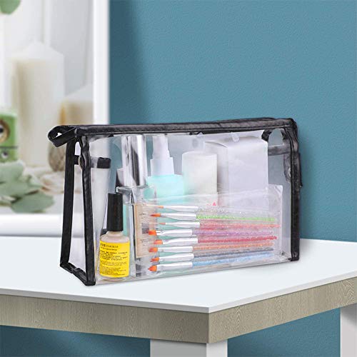 N/U 7 paquetes de bolsa de cosméticos transparente impermeable con cremallera, bolsa de maquillaje portátil de PVC transparente para vacaciones, viajes, baño, moda práctica transparente bolsa de aseo