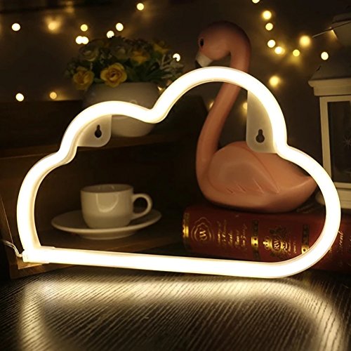 Nube de neón signos USB o con pilas luces de arte decorativo para regalo del día de San Valentín/La Habitación de los niños/Fiesta de cumpleaños/vacaciones/decoración de la boda (blanco cálido)