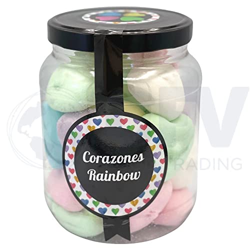 Nubes Chuches Marshmallows Rainbow Con Forma De Corazón- Tarro con Tapa De 405 Gramos