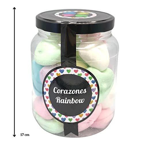 Nubes Chuches Marshmallows Rainbow Con Forma De Corazón- Tarro con Tapa De 405 Gramos