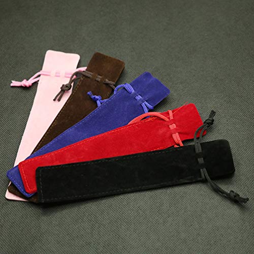 Nuobesty - Estuche de terciopelo para lápices, portalápices individual, estuche, bolígrafo, protectora, bolsas de regalo, 20 unidades (negro rojo café azul rosa), color Nero Rosso Caffè Blu Rosa 20pcs