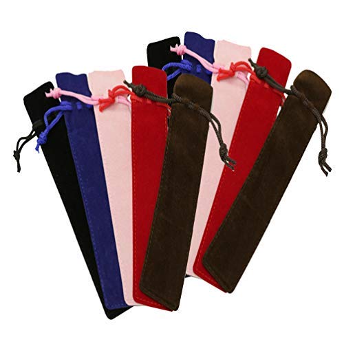 Nuobesty - Estuche de terciopelo para lápices, portalápices individual, estuche, bolígrafo, protectora, bolsas de regalo, 20 unidades (negro rojo café azul rosa), color Nero Rosso Caffè Blu Rosa 20pcs