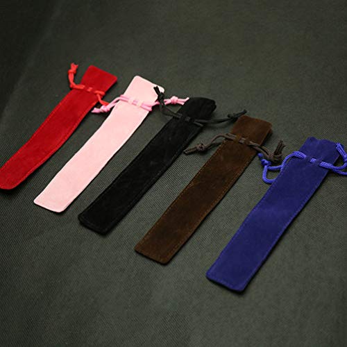 Nuobesty - Estuche de terciopelo para lápices, portalápices individual, estuche, bolígrafo, protectora, bolsas de regalo, 20 unidades (negro rojo café azul rosa), color Nero Rosso Caffè Blu Rosa 20pcs