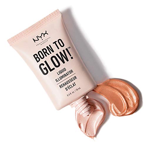 NYX Professional Makeup Iluminador líquido Born to Glow Liquid Illuminator, Maquillaje fluido con brillo, Iluminador, Base de maquillaje, Fórmula vegana, Tono: Pure Gold