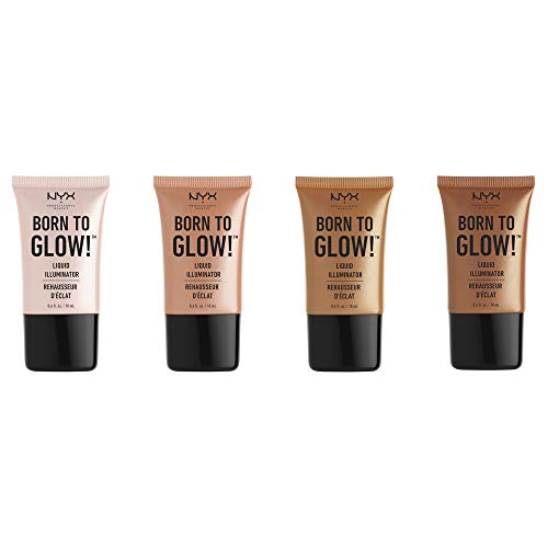 NYX Professional Makeup Iluminador líquido Born to Glow Liquid Illuminator, Maquillaje fluido con brillo, Iluminador, Base de maquillaje, Fórmula vegana, Tono: Pure Gold