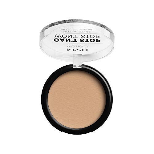 NYX Professional Makeup Polvos de sol Can't Stop Won't Stop Full Coverage Powder Foundation, Acabado mate, Control de brillos, Larga duración, Fórmula vegana, Tono: Natural