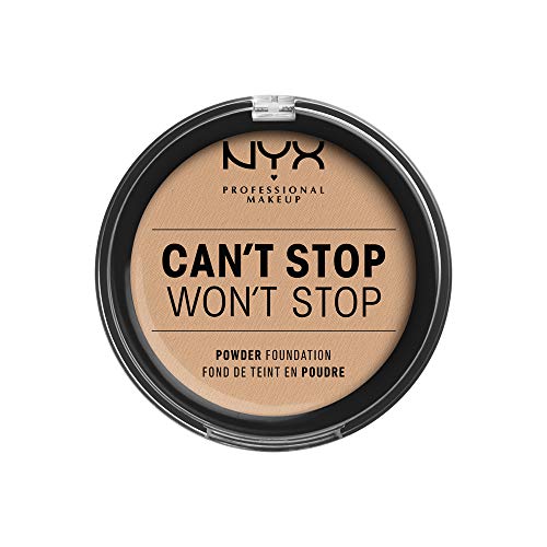 NYX Professional Makeup Polvos de sol Can't Stop Won't Stop Full Coverage Powder Foundation, Acabado mate, Control de brillos, Larga duración, Fórmula vegana, Tono: Natural