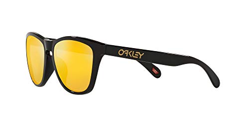 Oakley Men's OO9245 Frogskins Asian Fit Rectangular Sunglasses, Polished Black/Prizm 24K Polarized, 54mm