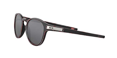 Oakley Men's OO9349 Latch Asian Fit Round Sunglasses Non Polarized, Raceworn Red/Prizm Black, 53 mm