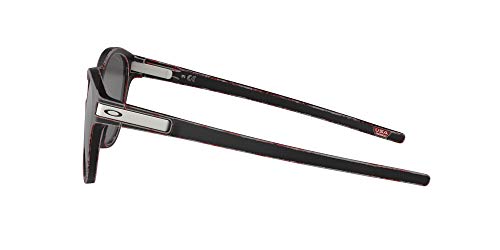 Oakley Men's OO9349 Latch Asian Fit Round Sunglasses Non Polarized, Raceworn Red/Prizm Black, 53 mm