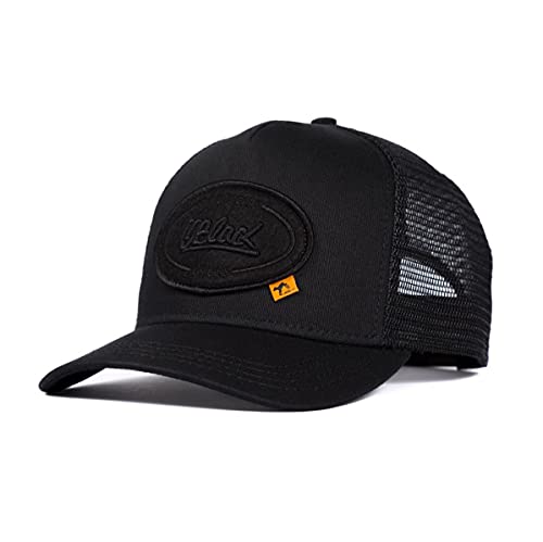 Oblack Gorras de Hombre Origins Black Gorras Mujer Beisbol Negra Ajustable con Visera y Rejilla Negra - Gorra Trucker