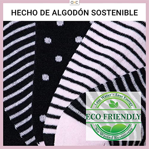 Occulto 8 pares de Calcetines para Mujer | Calcetines para Zapatos de Verano para Mujer | Calcetines cortos de Algodón para Mujer Turquía 39-42 Negro-Rosado