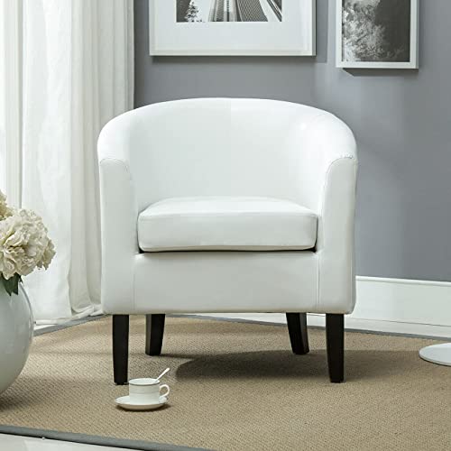 Office Chair Club Chair Tub Faux Leather Armchair Seat Accent Living Room White Desk Chair Gaming Chair