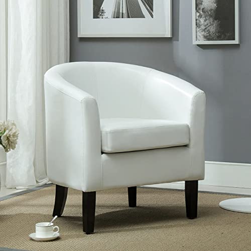 Office Chair Club Chair Tub Faux Leather Armchair Seat Accent Living Room White Desk Chair Gaming Chair