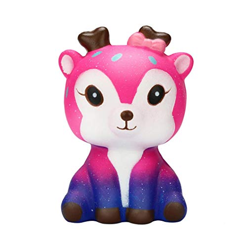 OHQ Juguetes Antiestres Colgante Kawaii Dibujos Animados Ciervo Estrellado CóSmico Squishy Slow Rising Cream Juguete para Aliviar El EstréS Perfumado Gran PromocióN (Rosa)