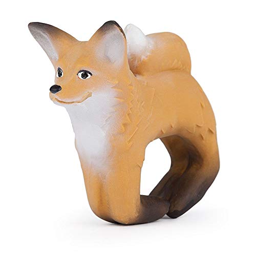 Oli & Carol - Mordedor Bebé de Caucho Natural, Rob The Fox, 10 cm