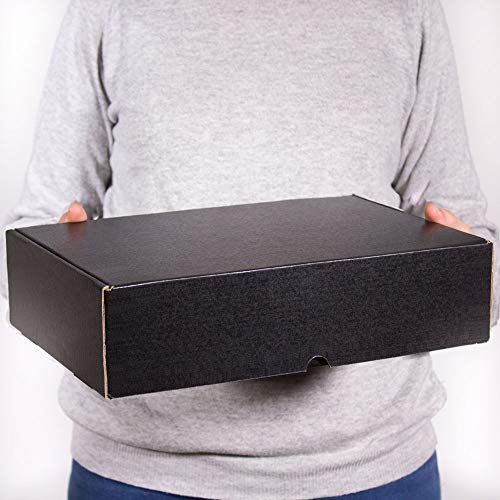 Only Boxes, Pack 20 Cajas De Cartón Negra para Envío Postal, Caja Automontable ideal para Regalo, Caja de Cartón Resistente, Dimensiones 42x32x10 cm