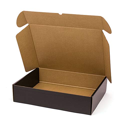 Only Boxes, Pack 20 Cajas De Cartón Negra para Envío Postal, Caja Automontable ideal para Regalo, Caja de Cartón Resistente, Dimensiones 42x32x10 cm