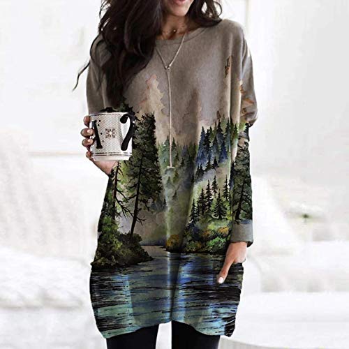 Onsoyours Liquidación Venta Mujer Sudadera con Capucha 2020 Tallas Grandes Jersey Otoño Invierno Manga Sweatshirt Blusa Tops Caqui XL