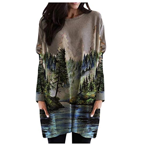 Onsoyours Liquidación Venta Mujer Sudadera con Capucha 2020 Tallas Grandes Jersey Otoño Invierno Manga Sweatshirt Blusa Tops Caqui XL