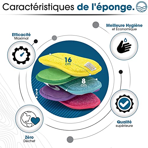 Onutis - 10 Esponjas de Microfibra Lavables y Reutilizables - Estropajo Cocina, Limpieza Hogar - Estropajo Ecologico y Oeko Tex