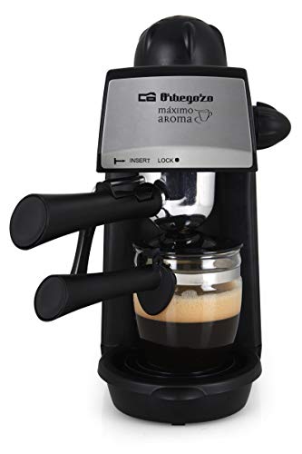 Orbegozo EXP 4600 - Cafetera a presión, 5 BAR, vaporizador, 2 a 4 tazas de capacidad, cucharilla dosificadora, jarra de cristal, 870 W