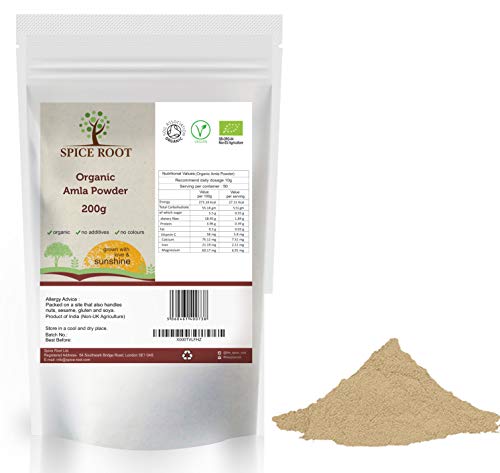 Organico Amla en Polvo 200g (Bio Amla Powder, Indian Gooseberry) - Certificado Orgánico | Ayurveda | Vegano | Excelente Fuente de Vitamina C Natural