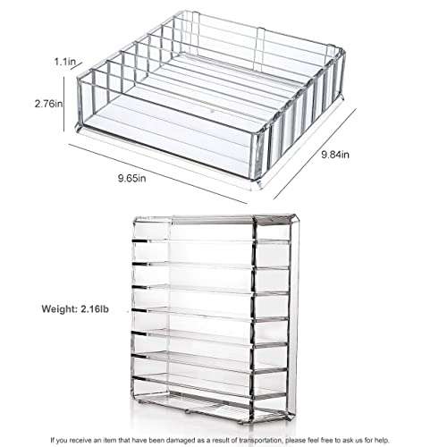 Organizador de maquillaje de acrílico de Rownyeon, 8 organizadores de maquillaje compacto transparente para almacenamiento de maquillaje con separador extraíble