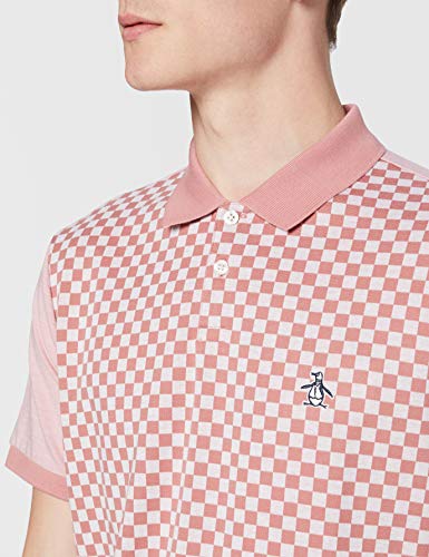 ORIGINAL PENGUIN Jacquard Checkered Polo Shirt, 678 Rosa polvorienta, M para Hombre