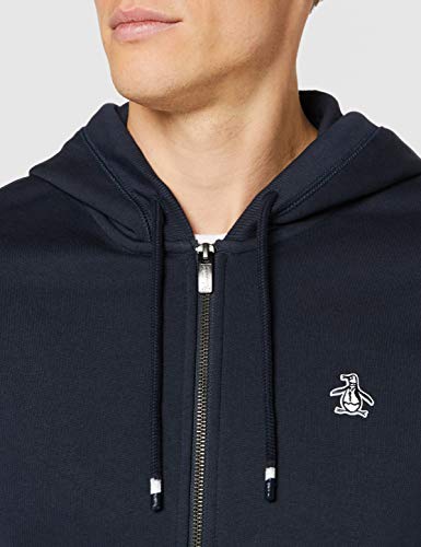 Original Penguin Zip Through Sudadera con Capucha, Azul (Zafiro Oscuro), L para Hombre