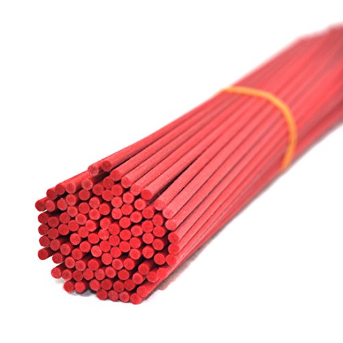 Ougual 100 varillas de repuesto para difusor de fibra para fragancia aromática (30 cm x 3 mm, rojo)