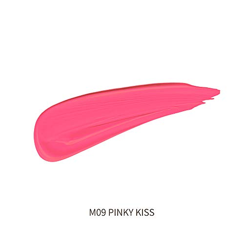 Oulac A prueba de besos Líquido mate Brillo de Labios Acabado no graso, Impermeable y resistente al sudor, De larga duración Taza antiadherente, Alto pigmento Lápiz labial, 4,5 ml, Pinky Kiss (M09)