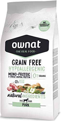 Ownat Pienso para Perros de Cerdo Hipoalergénico Sin Granos (14 kg) Perros con Ingredientes Naturales sin Preservantes ni Colorantes, Comida Alta en Proteínas.