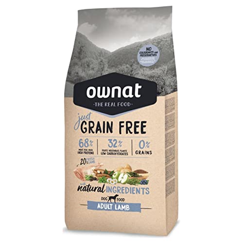 Ownat Pienso para Perros de Cordero Sin Granos (14 kg) Perros con Ingredientes Naturales sin Preservantes ni Colorantes, Comida Alta en Proteínas.