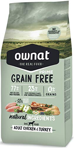 Ownat Pienso para Perros de Pollo & Pavo sin Granos (3 kg) Perros con Ingredientes Naturales sin Preservantes ni Colorantes, Comida Alta en Proteínas.