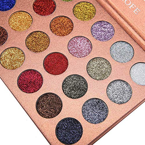 Paleta de sombras de ojos metalizadas con purpurina, 24 colores, prensadas, altamente pigmentadas, brillantes, resistentes al agua, larga duración