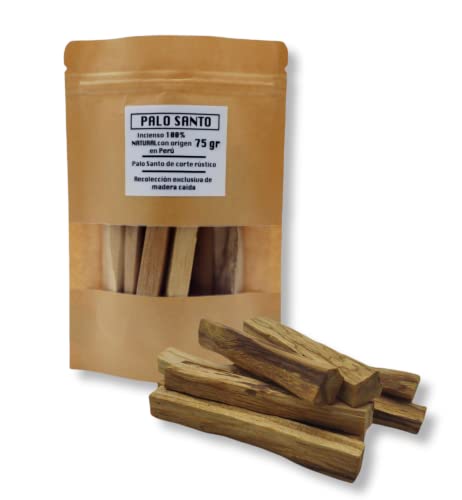 Palo Santo Incienso Natural - Madera Sagrada de Palo Santo 100% Natural - Origen en Perú - 75 Gramos - De Corte Rústico XL