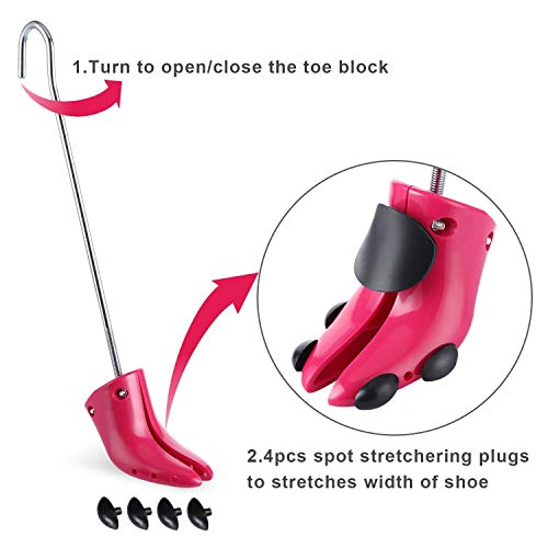 Par de ensanchadores de zapatos Expansor de zapatos de 4 vías Ampliador de árbol de zapatos para pies anchos (For Women Size EU 33-40 and Men's Size 35-39, Shoe Stretcher+Shoe horn+Boot Shapers)