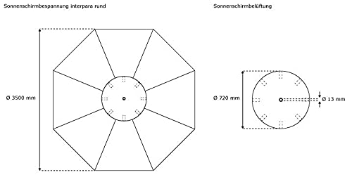 paramondo Tela de recambio para Sombrilla Parasol INTERPARA, incl. Air Vent (3,5m / redonda), crema