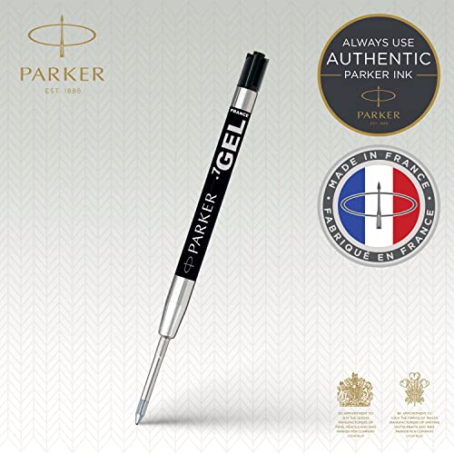 Parker recambio para bolígrafo de tinta de gel y punta mediana, negro, paquete de 2