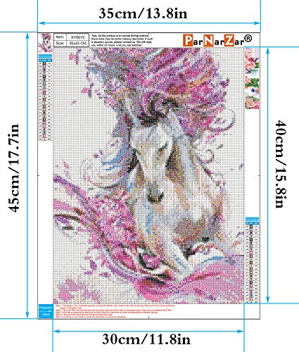 ParNarZar DIY 5D Diamante Pintura por Número Kit, Caballo Rosa 35 x 45 cm, Bricolaje Diamond Painting Rhinestone Bordado de Punto de Cruz Artes Manualidades Lienzo Pared Decoración