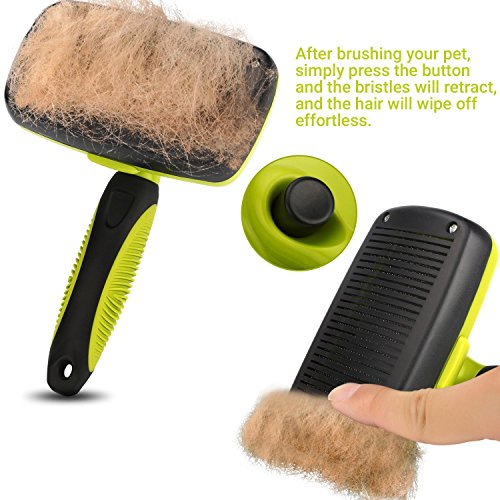 Pecute Cepillo Perros y Gatos Peine para Mascotas Quitar y Remover el Pelo Muerto Carda con Púas Flexible de Acero Inoxidable para Desenredar y Peinar a Mascotas, Reduce 95% de Pelo Suelto Cómodo