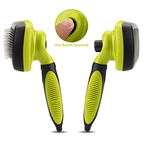 Pecute Cepillo Perros y Gatos Peine para Mascotas Quitar y Remover el Pelo Muerto Carda con Púas Flexible de Acero Inoxidable para Desenredar y Peinar a Mascotas, Reduce 95% de Pelo Suelto Cómodo