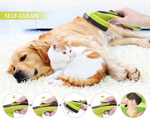 Pecute Cepillo Perros y Gatos Peine para Mascotas Quitar y Remover el Pelo Muerto Carda con Púas Flexible de Acero Inoxidable para Desenredar y Peinar a Mascotas, Reduce 95% de Pelo Suelto Cómodo