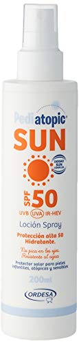 Pediatopic Sun Loción Spray 200ml emulsión fluida, de alta protección. Protector solar para pieles infantiles, atópicas y sensibles