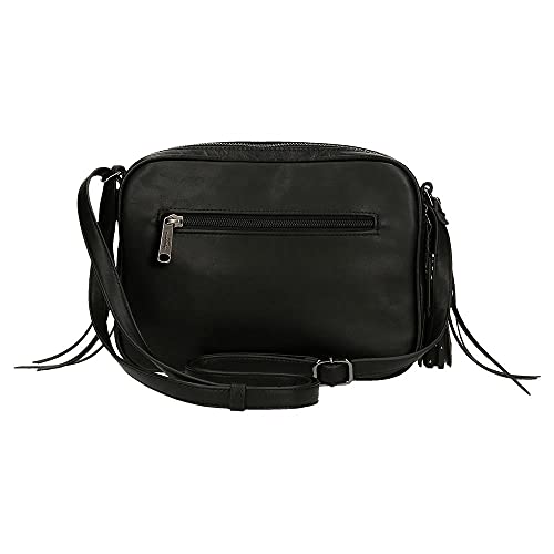 Pepe Jeans Chic Bandolera Dos Compartimentos Negro 25x18x7 cms Piel sintética